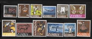 Zambia 1968 Def plane Tobacco picker Birds Dancer Railway bridge MNH