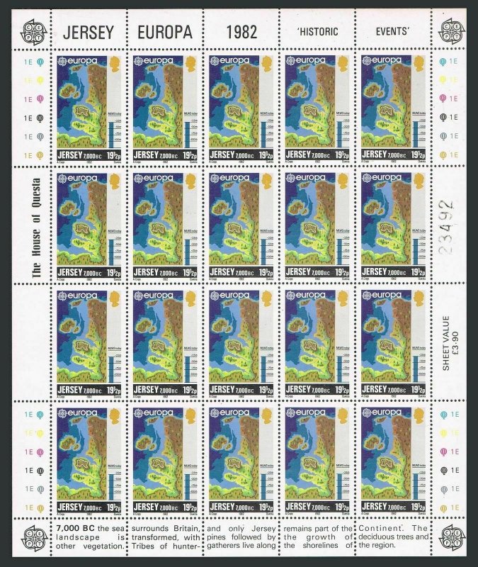 Jersey 285-288 sheets,MNH. EUROPE CEPT-1982.Maps:formation of Canal Islands.