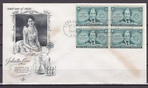 United States, Scott cat. 974. J. Low of Girl Scouts. BLK/4. First day cover. ^