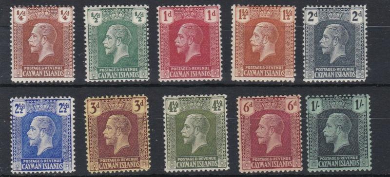 CAYMAN ISLANDS  1921 - 26   S G 69 - 79  VALUES TO 1/- MH 6D DEEP CLARET TONED