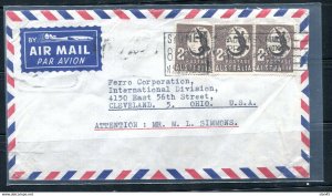 Australia Cover to USA  3 stamps  Art 12098