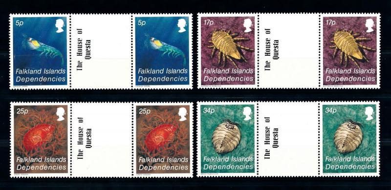 [71881] Falkland Islands Dep. 1984 Marine Life Crustaceans 4 Gutter Pairs MNH