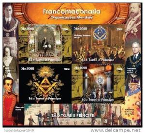 Sao Tome & Principe 2004 FREEMASONRY Sheet (4) Imperforated mnh.vf