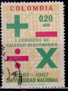 Colombia, 1968, Airmail, First Electronic Data Processing Congress, 20c, used
