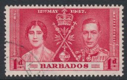 Barbados  SG 245 SC# 190 Coronation 1937  Used   see details and scan
