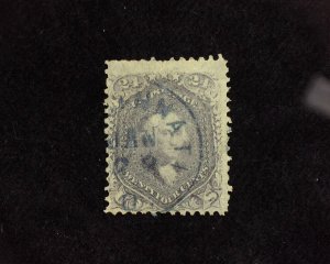 HS&C: Scott #99 Used Clear double grill variety. Small perf tear. F US Stamp