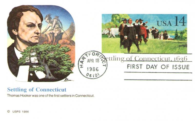 #UX109 Settling of Connecticut Post Card - Fleetwood Cachet