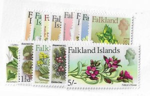 Falkland Islands Sc #166-179  complete flower set  NH VF