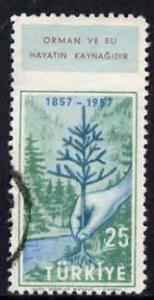 Turkey 1957 Forestry 25k imperf between stamp and label f...