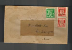 1940 Guernsey England Channel Islands Occupation Cover to Les Banques Reused Env