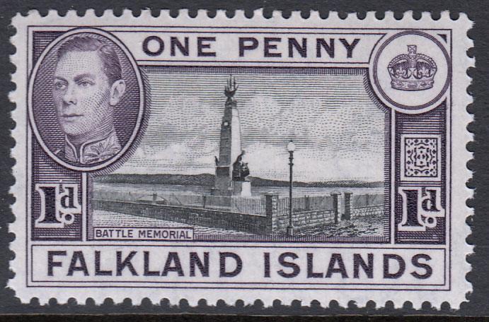 Falkland Islands KGVI 1938 1d Black Violet SG148 Mint Never Hinged