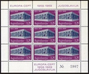 Yugoslavia 1003-1004 sheets,MNH.Michel 1361-1362 klb. EUROPE CEPT-1969.10th Ann.