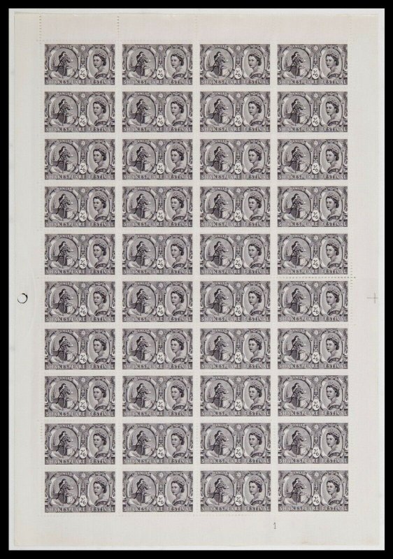 1964 Shakespeare festival hamlet 2'6d No Dot full sheet unmounted mint