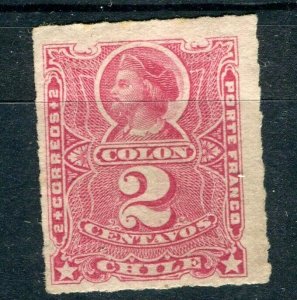 CHILE; 1878 early Columbus rouletted issue Mint hinged Shade of 2c. value