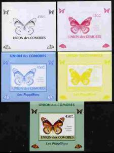 Comoro Islands 2009 Butterflies #4 individual deluxe shee...