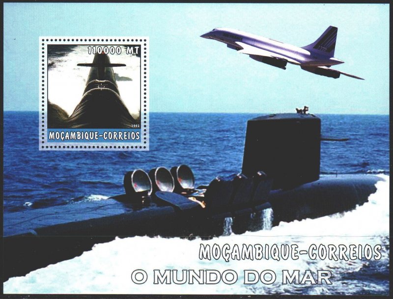 Mozambique. 2002. bl 192. Submarine, fighter. MNH.