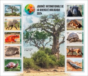 MALI 2024 MS 10V BAOBAB FROG SNAIL CHIMPANZEE EAGLE TURTLE JACKAL CROCODILE MNH-