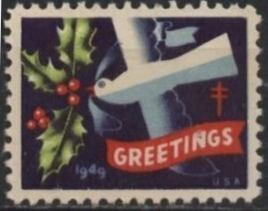 US Christmas seal WX146 (mnh) white dove & holly (1949) (stock image)