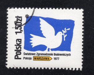 Poland 1977 1.50z Peace Dove, Scott 2213 CTO, value = 25c