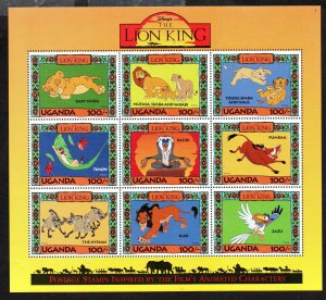 Uganda 1266-1268 Mint never hinged. Sheet of nine. Disney