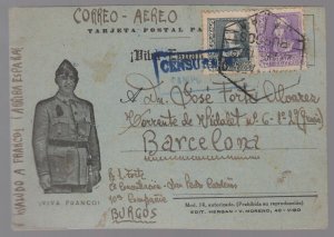 1938 Burgos Spain San Pedro Padrones Internment camp postcard cover