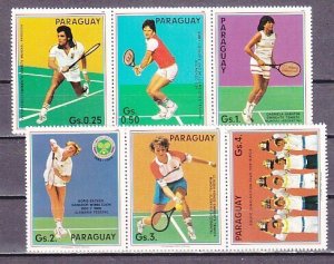 Paraguay, Scott cat. 2189 a-f. Tennis Players issue. ^