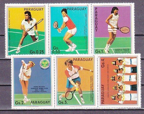 Paraguay, Scott cat. 2189 a-f. Tennis Players issue. ^