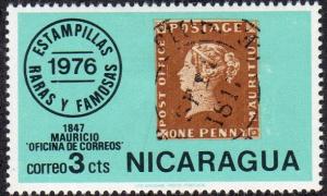 Nicaragua 1040 - Mint-H - 3c Stamp on Stamp (1976)