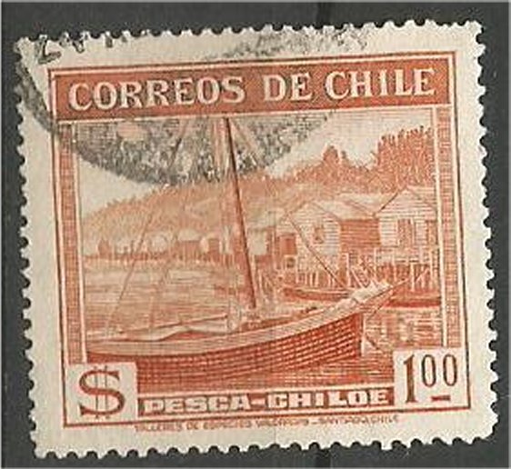 CHILE, 1938  used 1p,Fishing Scott 205