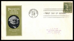 1938 Presidential Series Prexy Sc 813-1a 8c with Harry Ioor cachet Van Buren (BJ