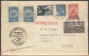 Brazil 1935 Graf Zeppelin Mi475A  Flown Registered Cover Beuerle Estate 112510