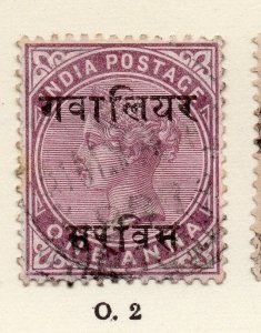 India Gwalior 1890s Early Issue Fine Used 1a. Optd 266637