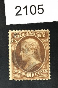 US STAMPS # O77 USED LOT #2105