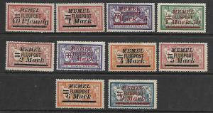 MEMEL C20-C29 MINT HINGED, AIRMAIL SET OF 1922, OVERPRINTED