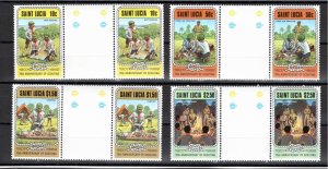 St. Lucia 1982 MNH Sc 587-90 gutter pairs