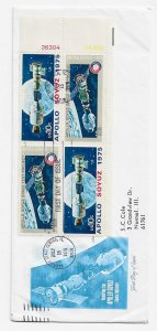 US 1569 & 1570 10c Apollo Soyuz pl# blk 4 FDC Artmaster Cachet Variety ECV$23.00