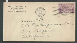 1936 Hotel Reynolds Seatle Wa W/Oregon Territory STamp