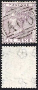 British Honduras SGZ3 6d lilac with A06 cancel (perf expertly added at top)