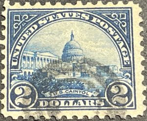 U.S. # 572--USED---SINGLE---DEEP BLUE---1923