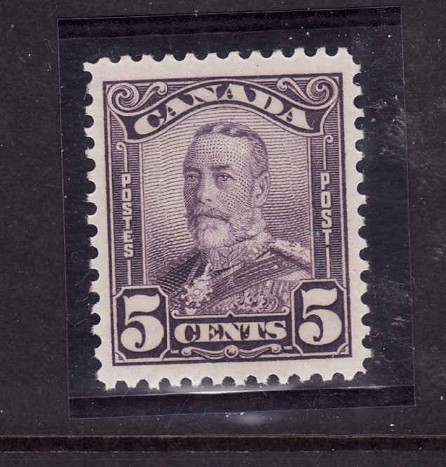 Canada-Sc#153-Unused 5c deep violet KGV Scroll -OG NH -1928-