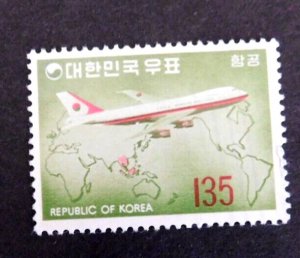 Korea #C40 Airmail, Mint/NG/F, 135w, Plane over Eastern Hemisphere, 1973