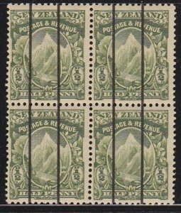 NEW ZEALAND 1/2d Mt Cook MNH block of 4 'Dickie Coils' MNH......…….........A9716