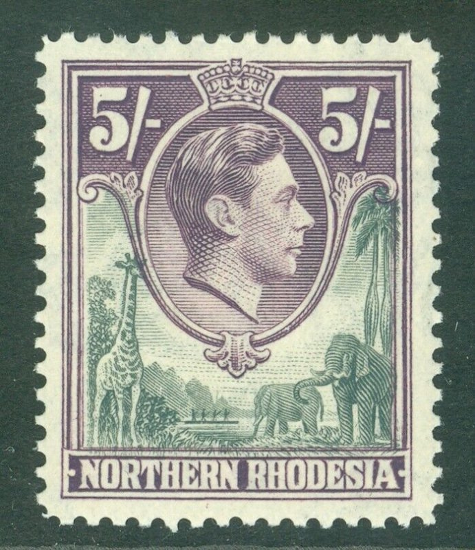 SG 43 Northern Rhodesia 1938. 5/- grey & dull violet. Pristine unmounted mint...