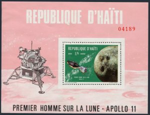 Haiti  624H, 624H imperf, MNH. Michel Bl.39, 41. Apollo 11 Space Mission, 1969.