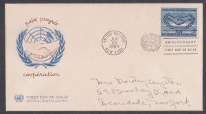 UNITED NATIONS UNO - 1965 INTERNATIONAL COOPERATION YEAR - FDC