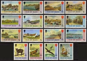 Isle of Man 12-27,MNH.Michel 12-27. Baillwick Issues,1973.Views,Manx Cat,