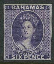 1863-7 Bahamas Crown CC, 6d violet imperf plate proof