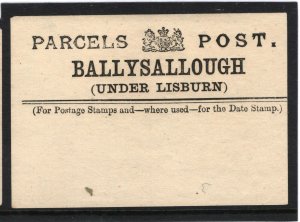 GB Ireland *Ballysallough* PARCELS POST 1883+ Labels MATCHED PAIR Co.Down J39a