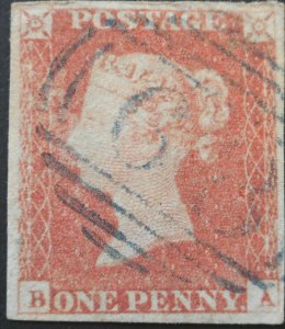 Great Britain 1841 Queen Victoria Penny Red with blue 1844 cancel SG 8p used 