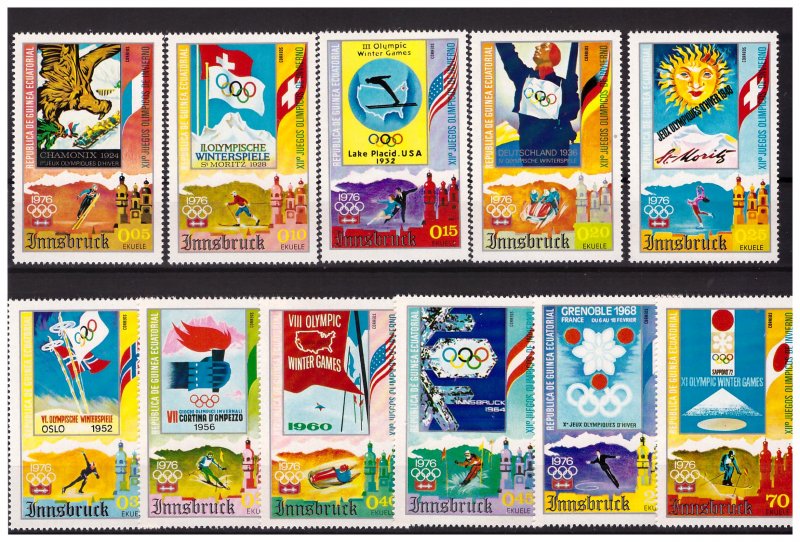 EQUATORIAL GUINEA 1975 WINTER OLYMPICS set 11 v MNH